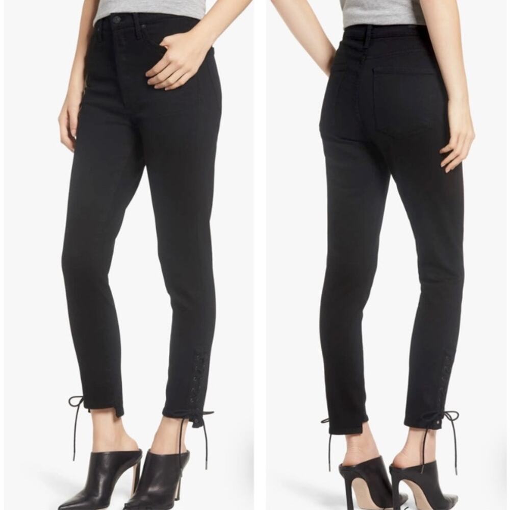 Citizens of Humanity Olivia High Rise Slim Ankle Lace Up Jeans US 28 Black Denim